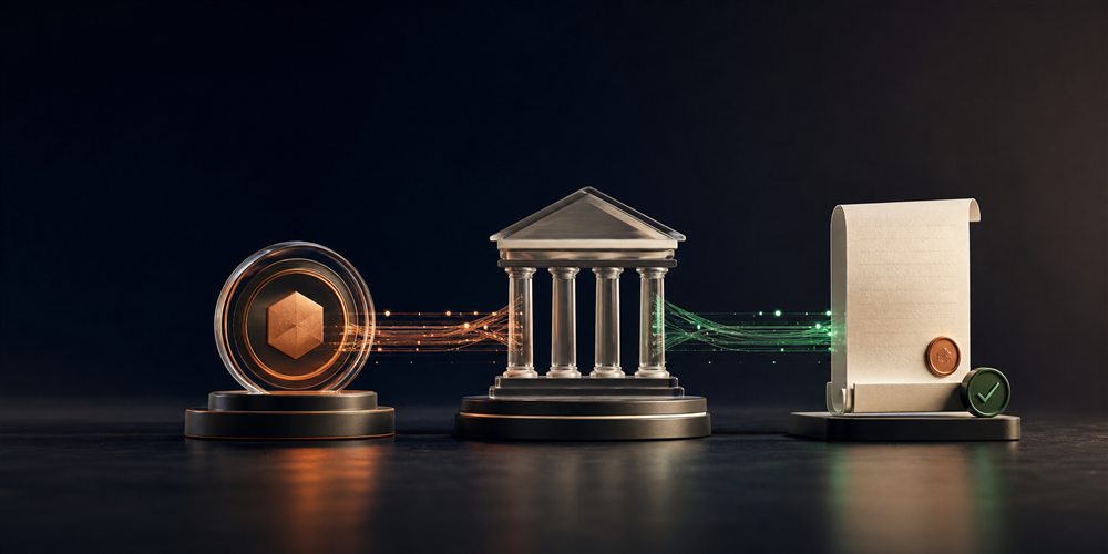 Payment authorization, banking event, and evidence receipt connected in a verifiable sequence.